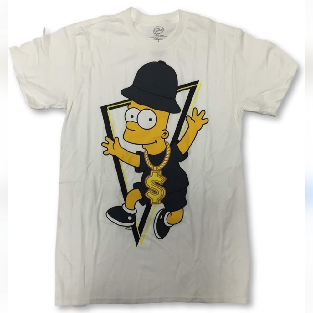 HIP HOP RAP Style Bart Simpson T-Shirt MEDIUM The Simpsons Gold Chain Money